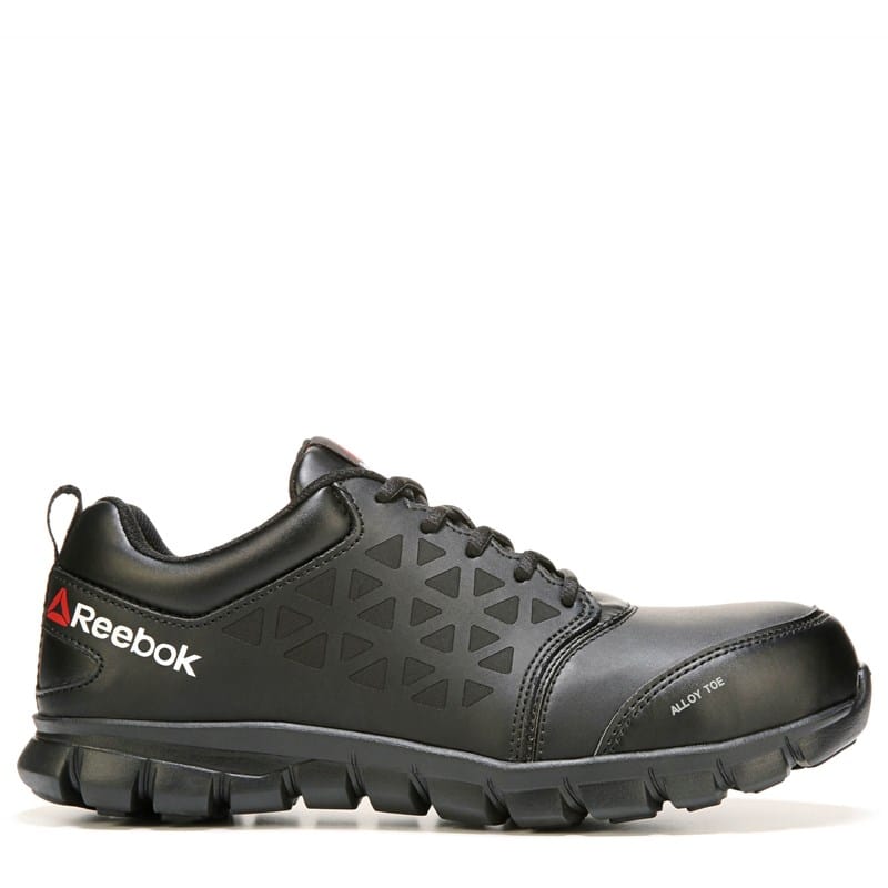 Reebok Work Men's Sublite Cushion Alloy Toe Work Shoes Black Leather - Size . W
