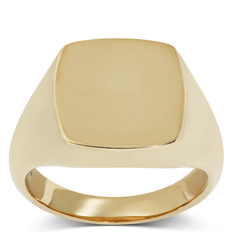 Square Cushion Signet Ring, K Yellow Gold,YG, Mens