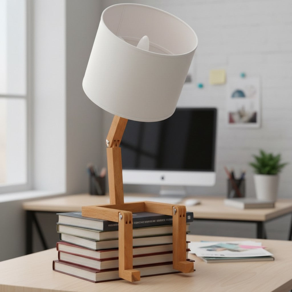 Creative Shape-Changing Wooden Lamp Foldable Modern Desk Light for Bedroom, Study & Living Room