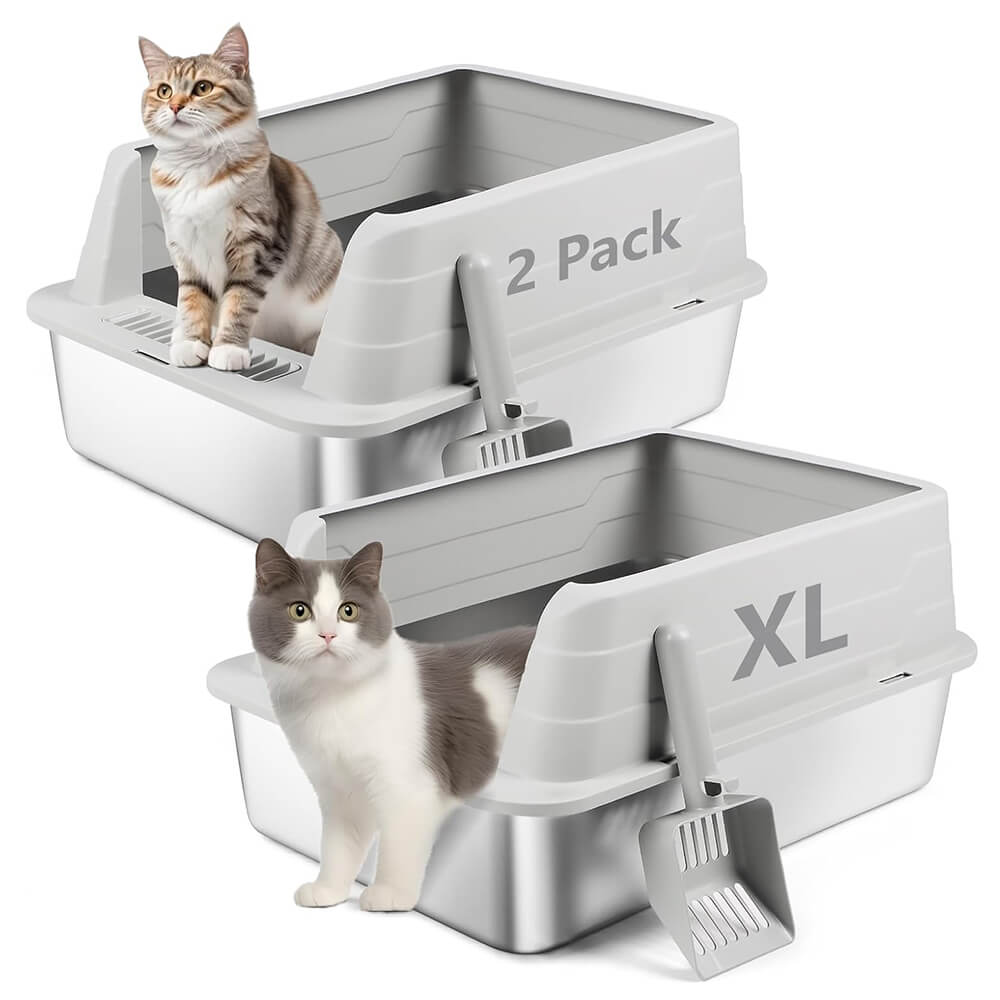 Pack Light Gray Stainless Steel Litter Box - Light Gray .”x”x .”