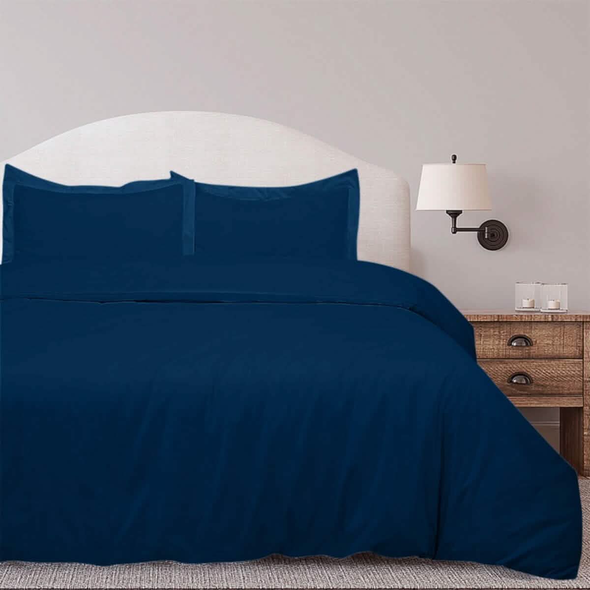-Piece Set: Royal Linens Double Brushed Full Duvet Covers With Zipper Closure - Queen Navy