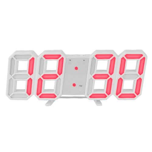 D LED Digital Wall Clock - White Red