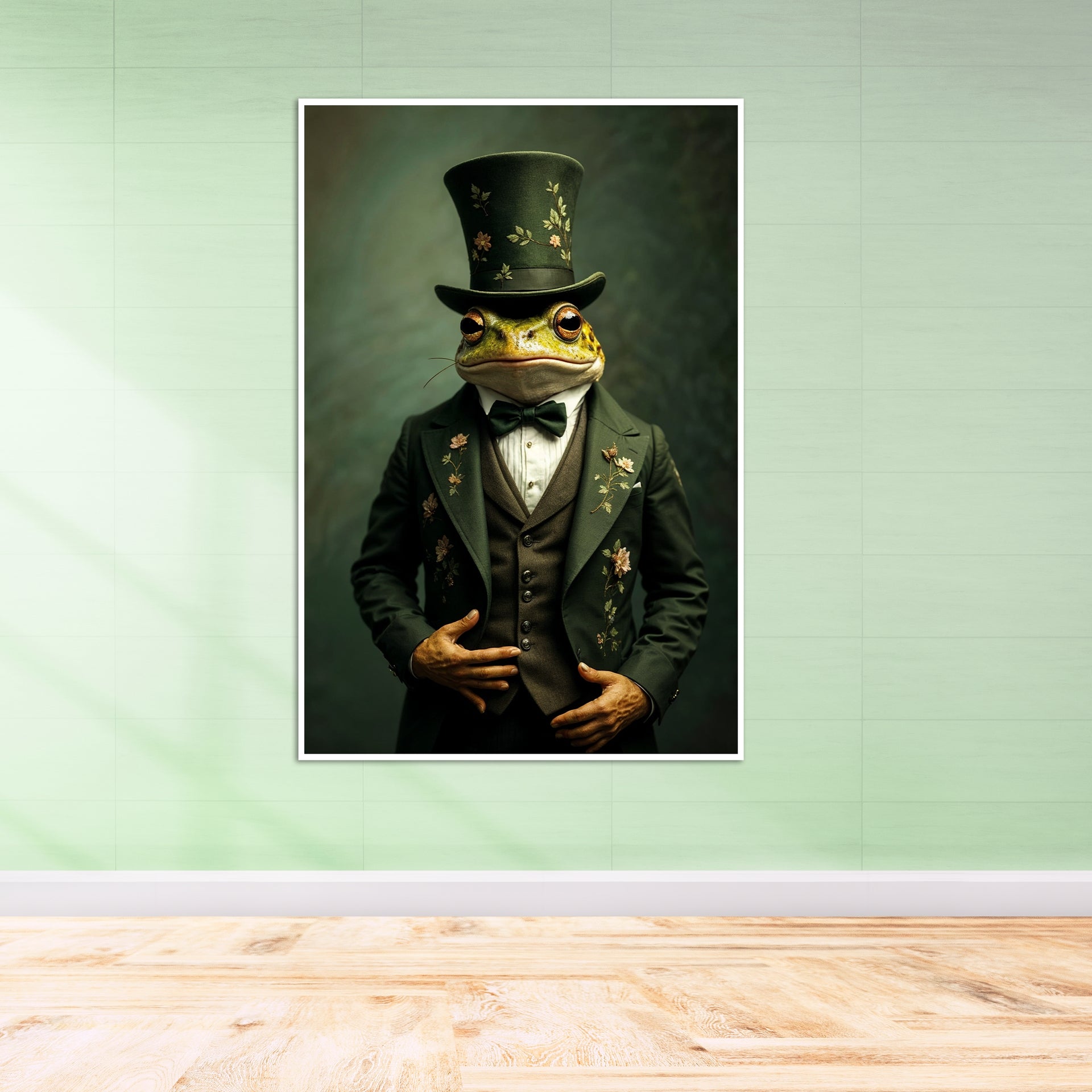 A Froggy Formal - A Whimsical Wall Art - x Natural Oak