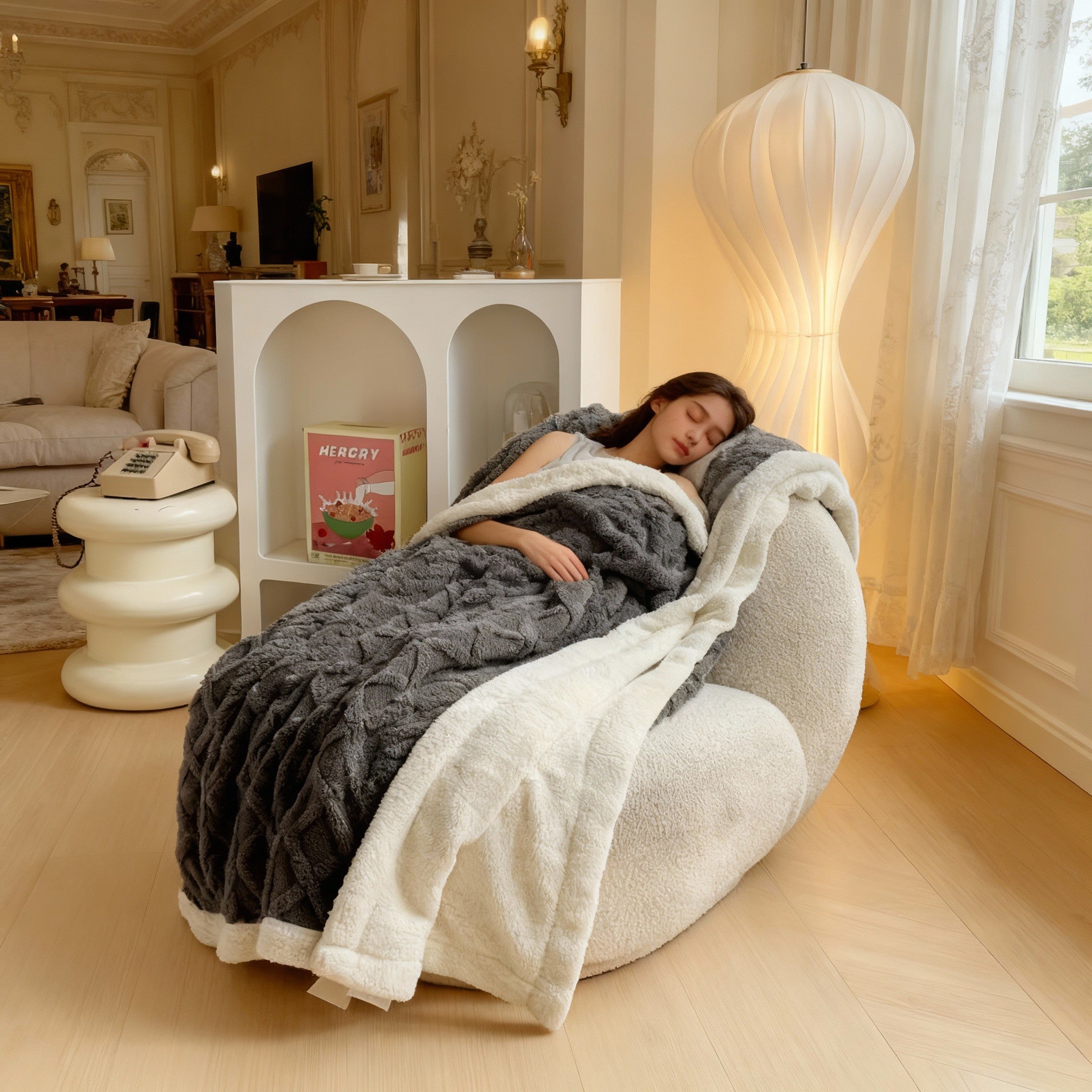 Luxury Flannel Blanket - Soft Plush Cozy Throw - Gray Queen