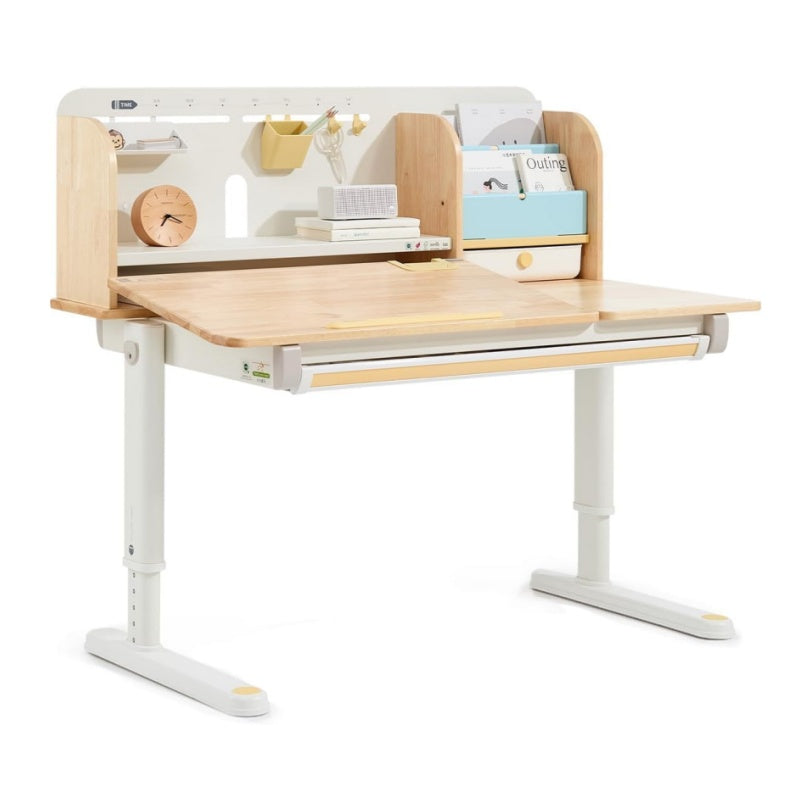 Adjustable Height Kids Study Desk, Tilt Wood Student Table w Storage