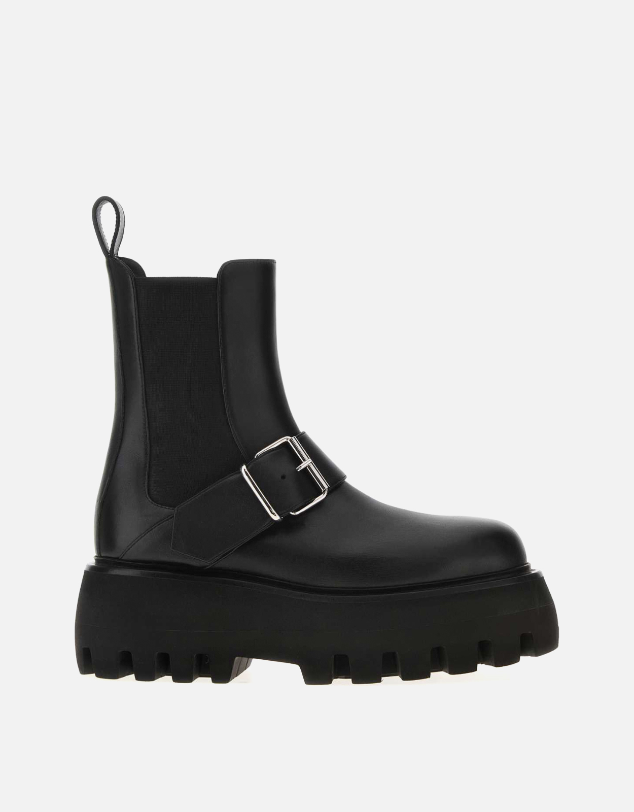 Alexander McQueen Black Smooth Calf Leather Sofa Buckle Ankle Boots - IT