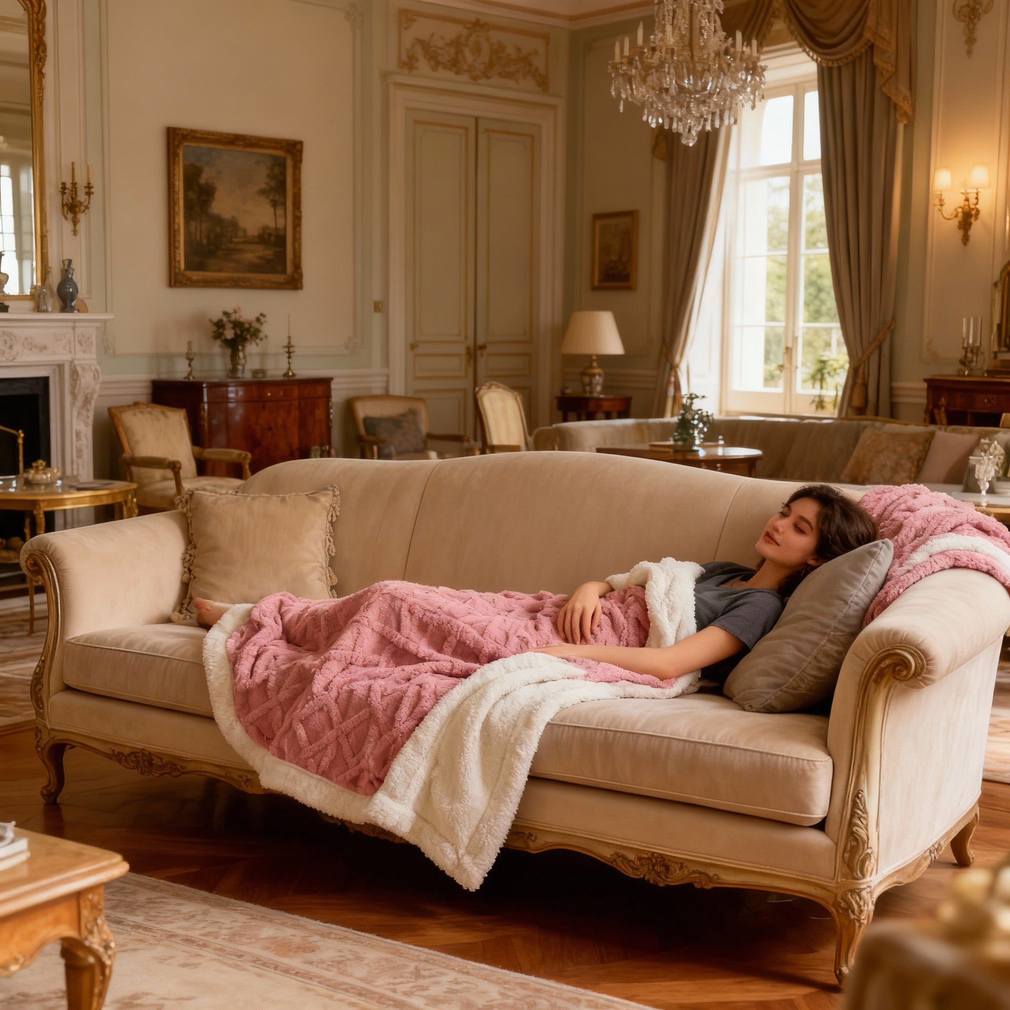 Luxury Flannel Blanket - Soft Plush Cozy Throw - Pink Twin