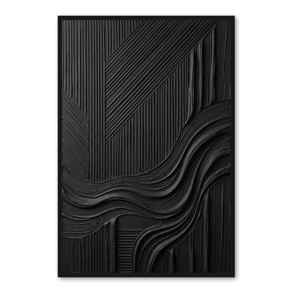 Midnight Current Modern Minimalist Textured Hand-Painted Oil Painting Wall Art - White Frame "x " x CM