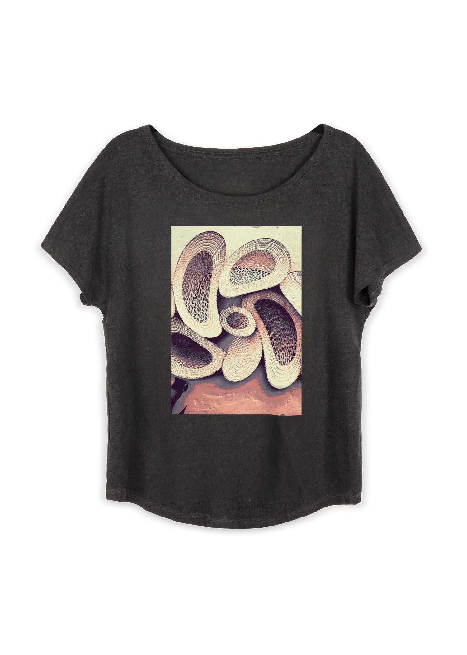 Boatneck Boyfriend Tee - Wavy Wall Art by VIDA Original Artist