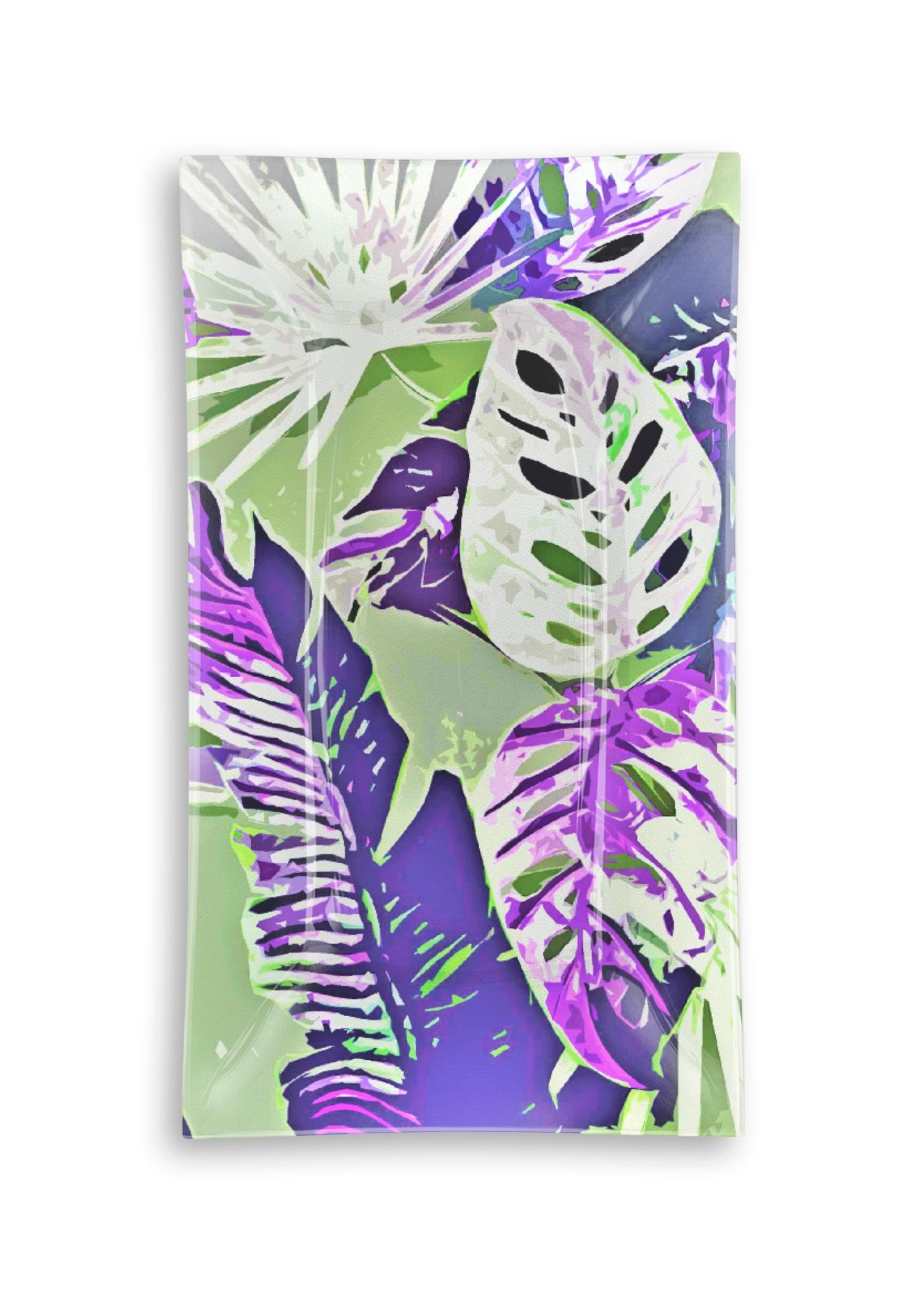 Oblong Glass Tray - Wall Art Purple Green by VIDA Original Artist
