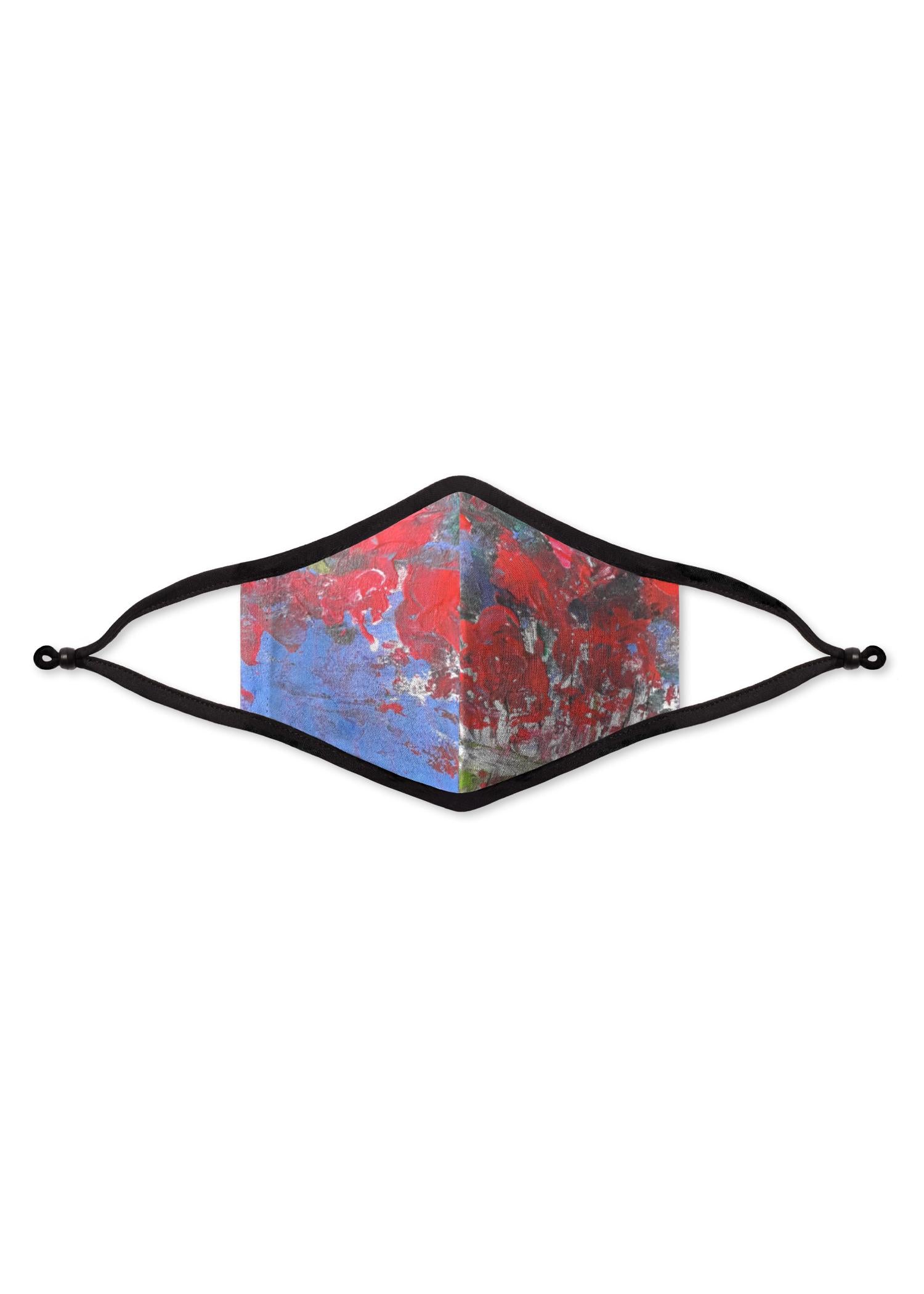 Organic Cotton Mask - Artist Print - Red Flowers Vase
