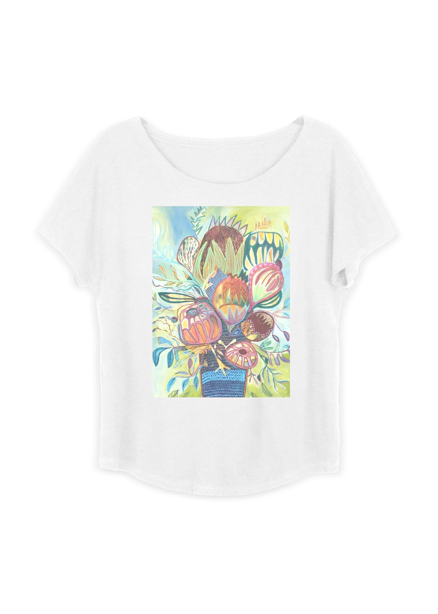 Boatneck Boyfriend Tee - Vase Of Flowers
