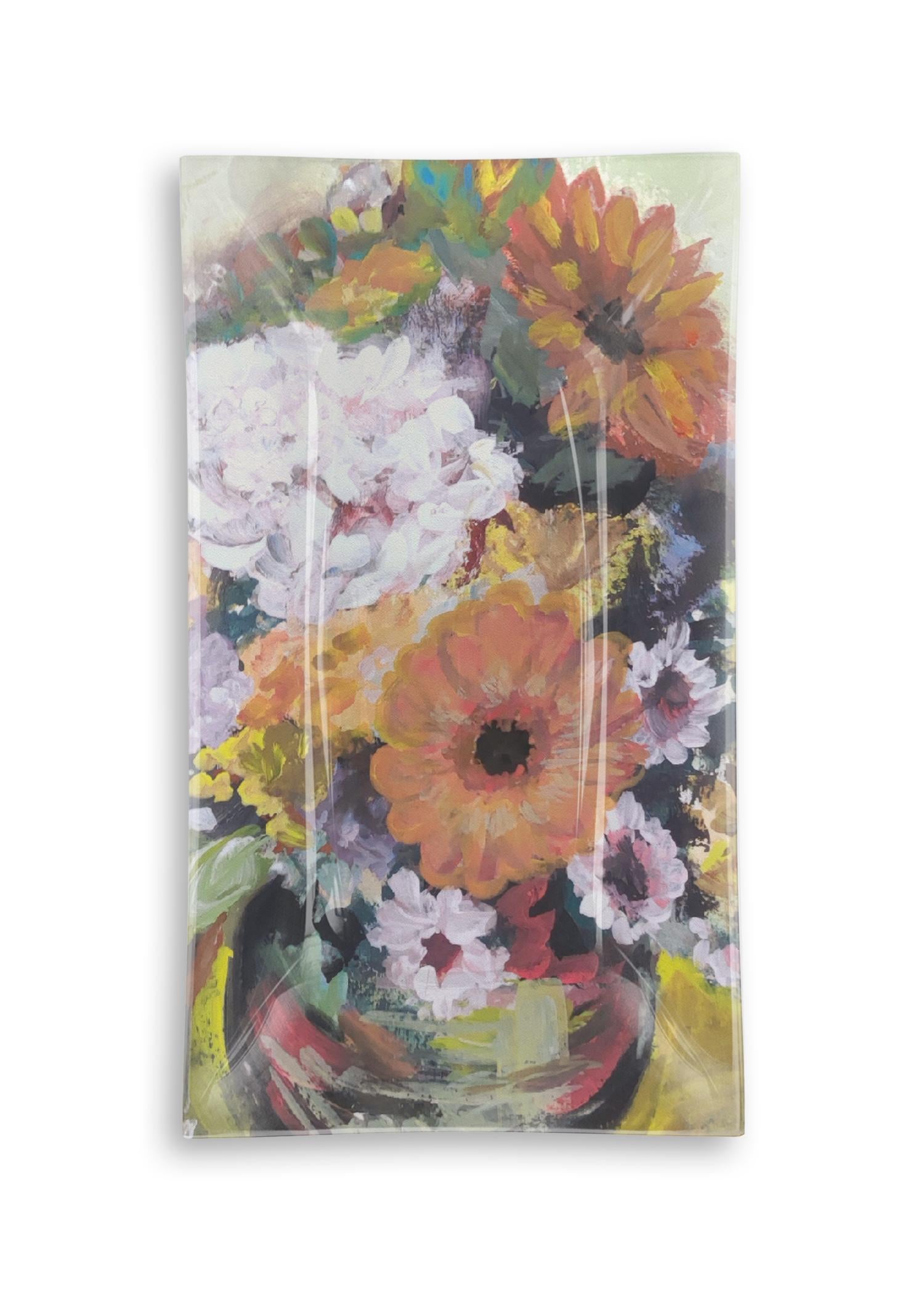 Oblong Glass Tray - A Vase Of Flowers