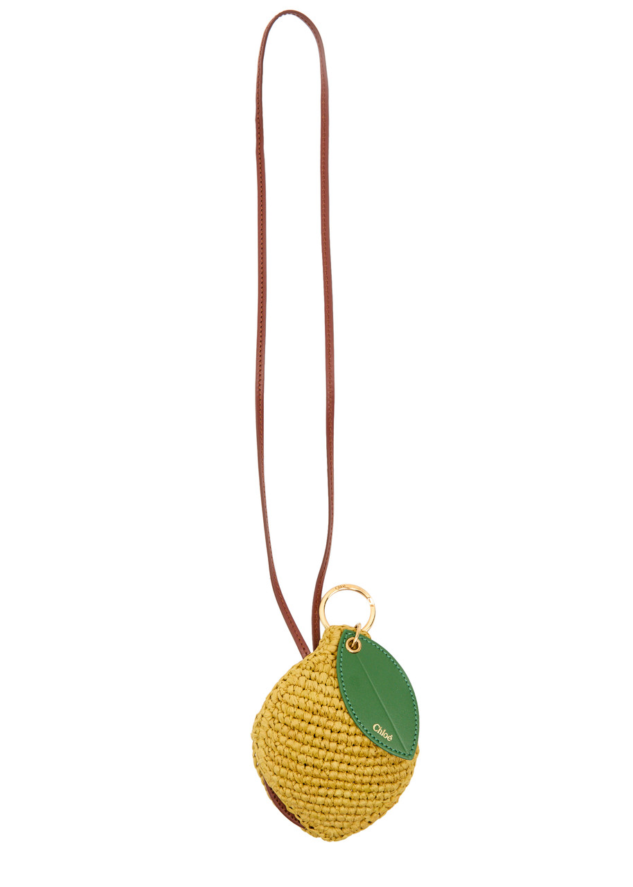 Chloe Chlo Symbols Mirror Raffia bag Charm - Yellow