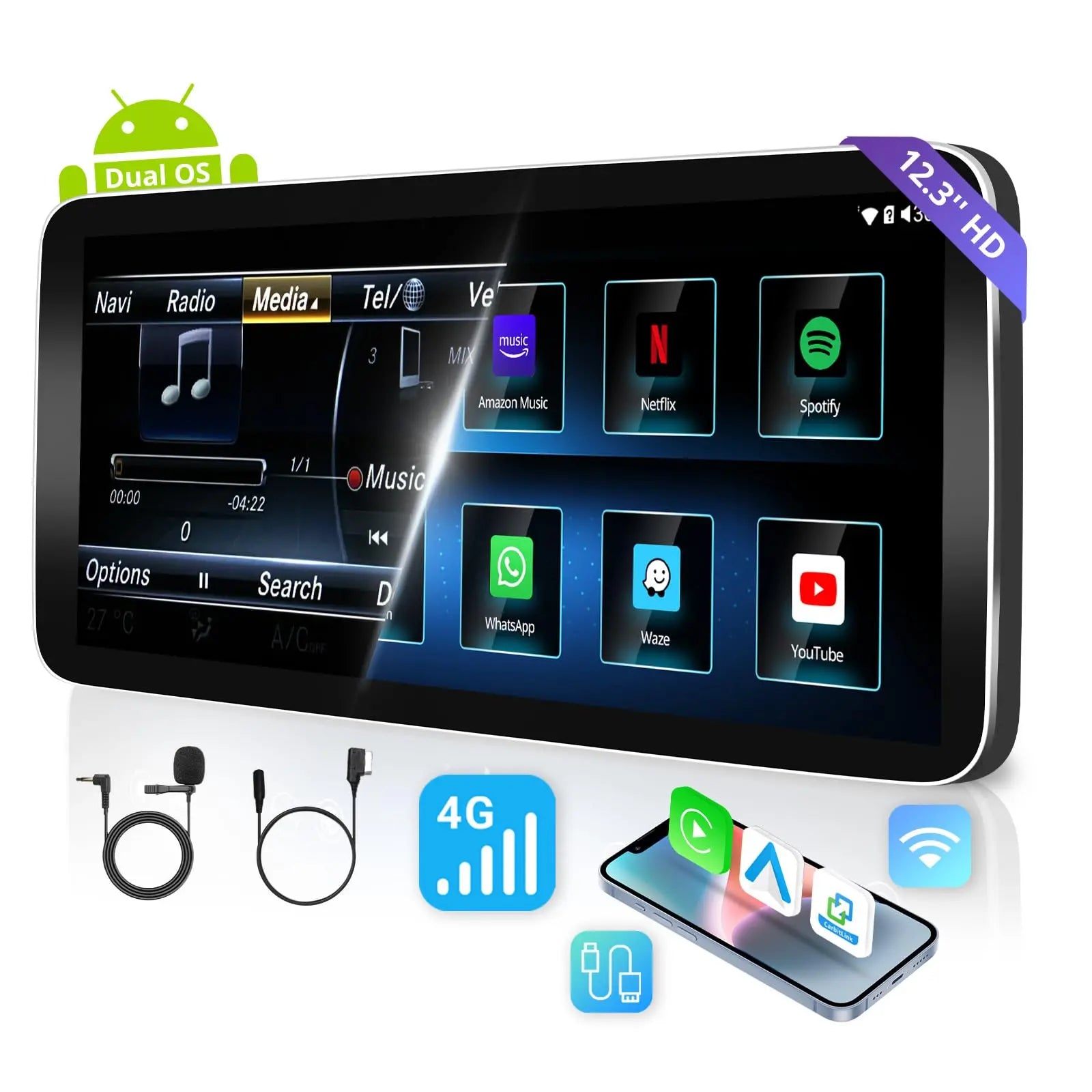 ATOTO FGAWE " Double DIN Car Stereo, Wireless CarPlay & Android Auto, Touchscreen Radio with Bluetooth, Mirror Link, HD LRV, Quick Charge, FMAM