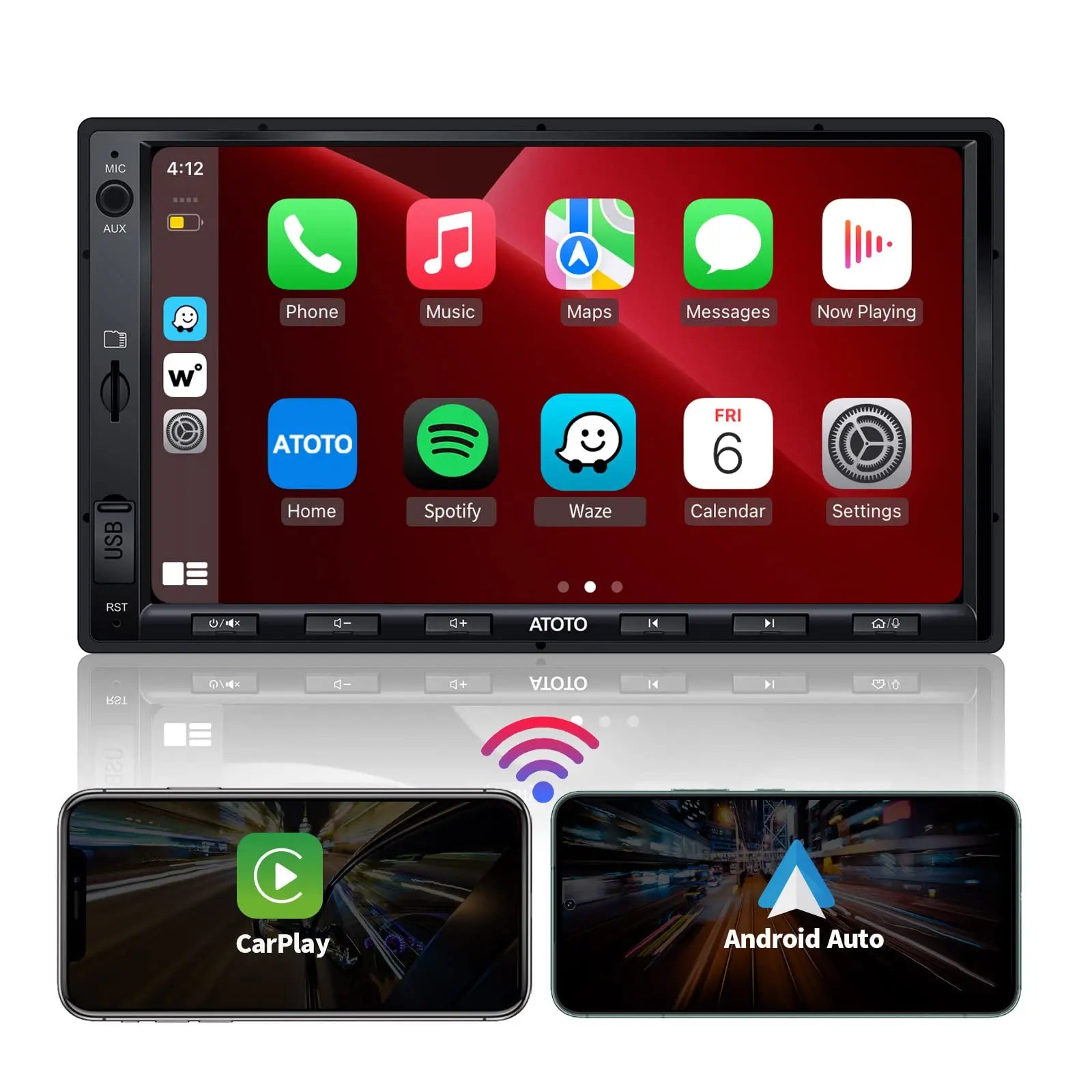 ATOTO FGAWE Autoradio DIN " CarPlay Wireless, Android Auto Wireless, Schermo Touch, Bluetooth, Mirror Link, Vista iore in Diretta