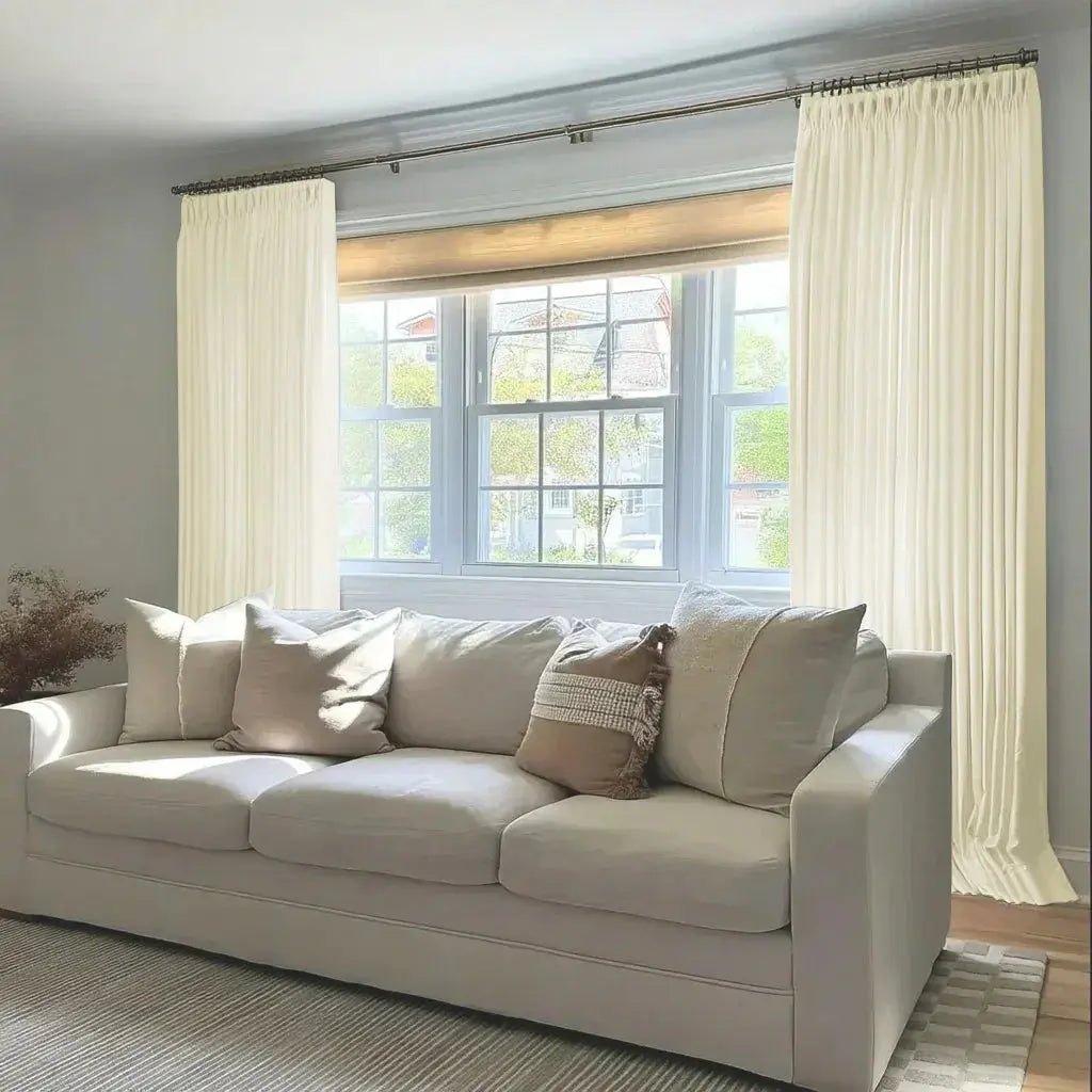 Florence Blackout Lining Curtains P Pleated Drapes - Cream--