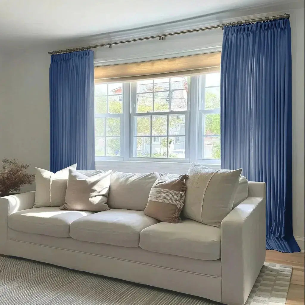 Florence Thermal Insulation Lining Curtains P Pleated Drapes - Navy--