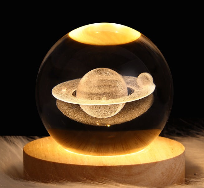 Glowing Galaxy Crystal Ball Table Lamp D Planet Moon Lamp Bedroom - mm Colour Saturn