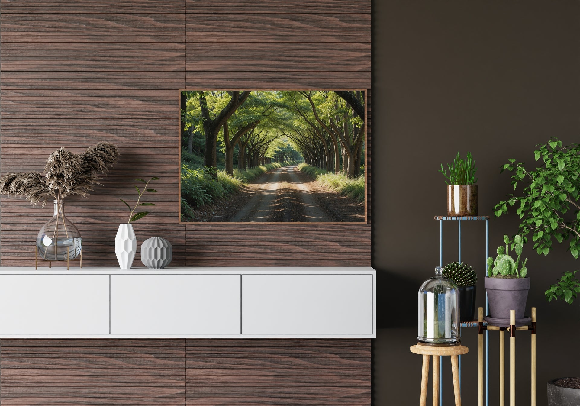 Serene Walk Whispers of Nature Wall Art - x Black Metal