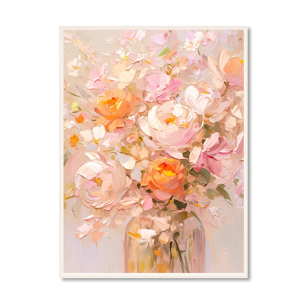 Poem of Dew Impressionist Floral Texture Painting Handmade Oil Wall Art for Modern Home Decoration - Gold Frame "x " x CM