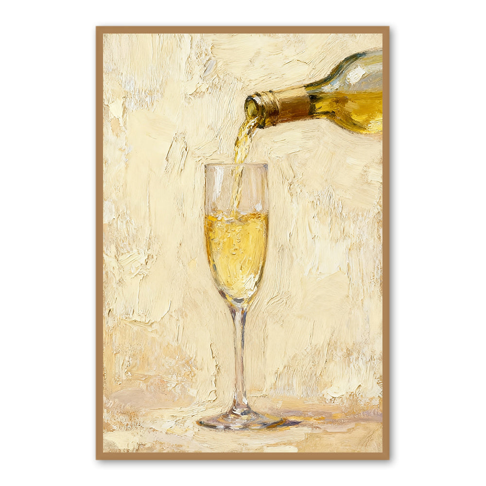 Golden Pour Contemporary Still Life Style Handmade Oil Painting Wall Art - Wood Frame "x " x CM