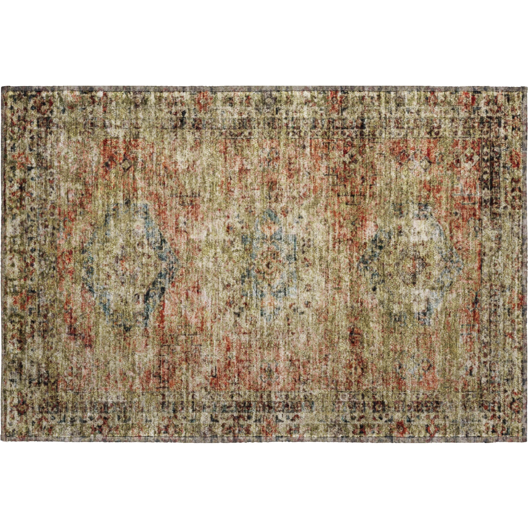 Bangkok Machine Washable Traditional Terracotta Orange Rug - Rectangle '" x '"