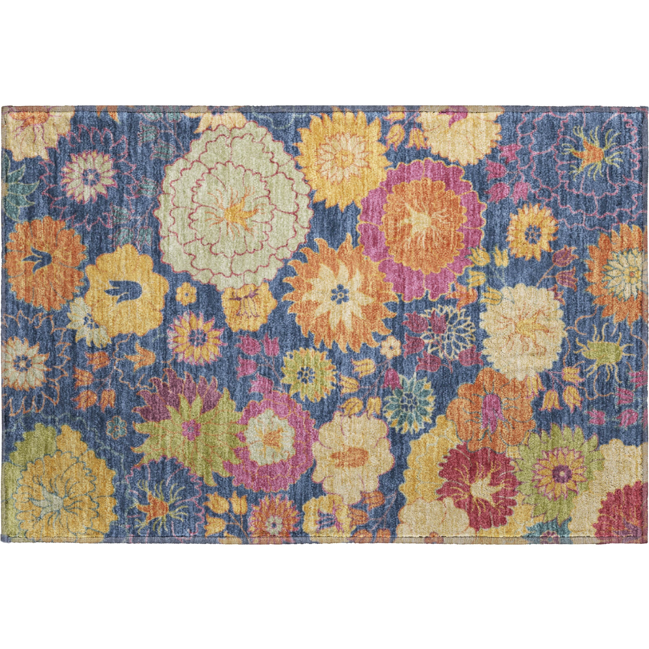 Bangkok Machine Washable Transitional Navy Blue Rug - Rectangle '" x '"