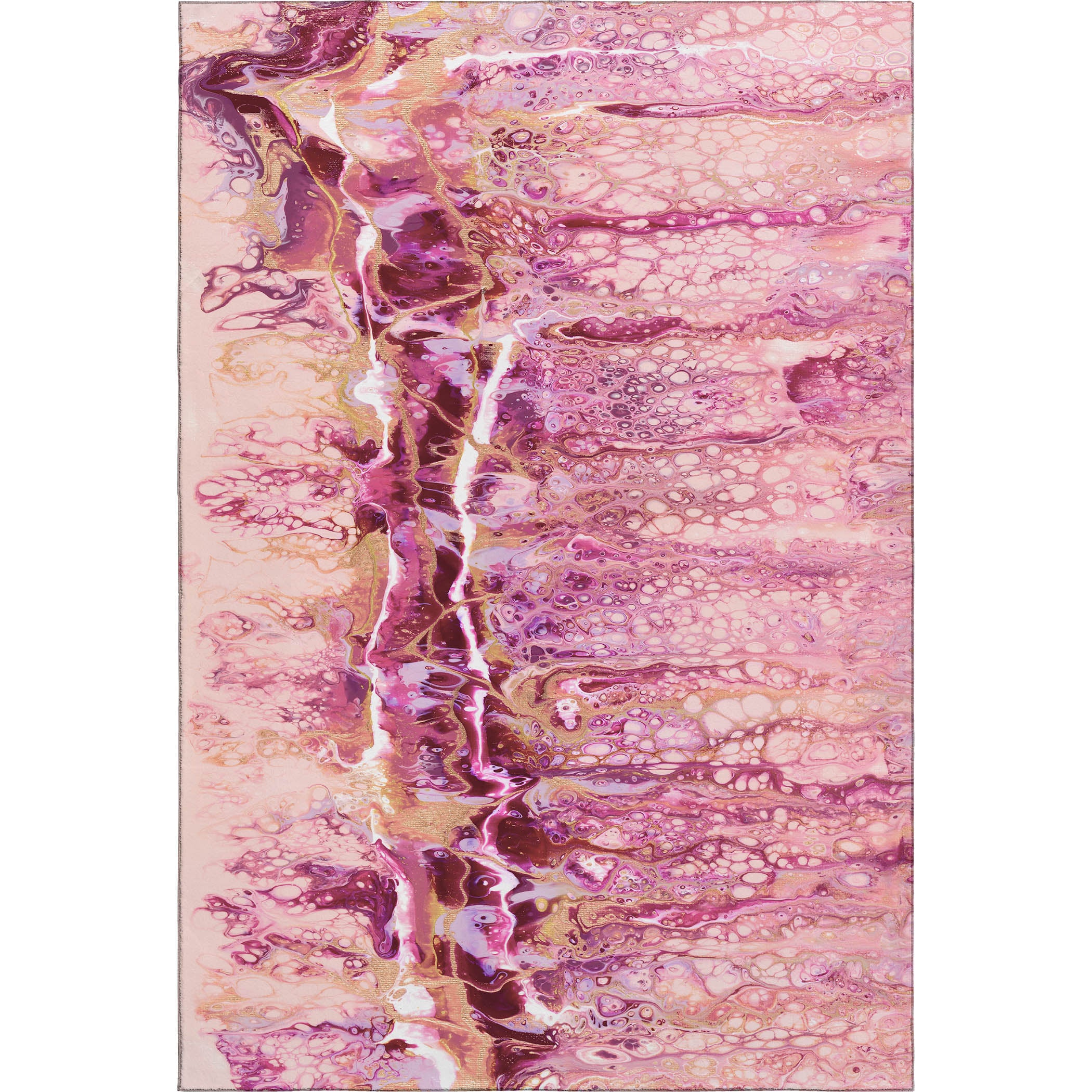Valletta Machine Washable Contemporary Berry Pink Rug - Rectangle ' x '