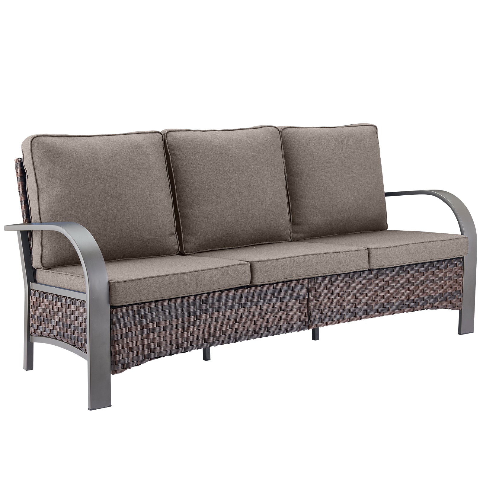 Save % - Outdoor Sofa, HW Series - Brown Wicker Grey Cushion