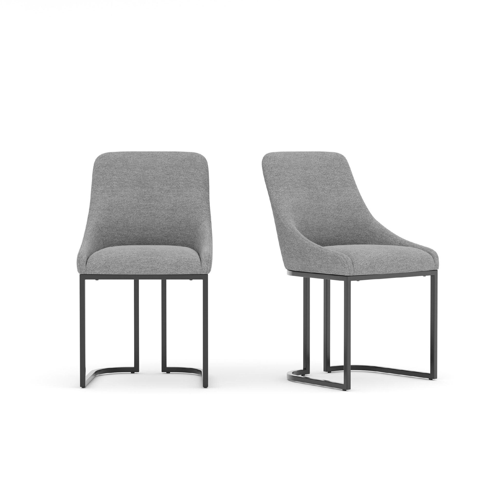 COLAMY LOFT Industrial U-Base Dining Chair - Dark Gray Set of