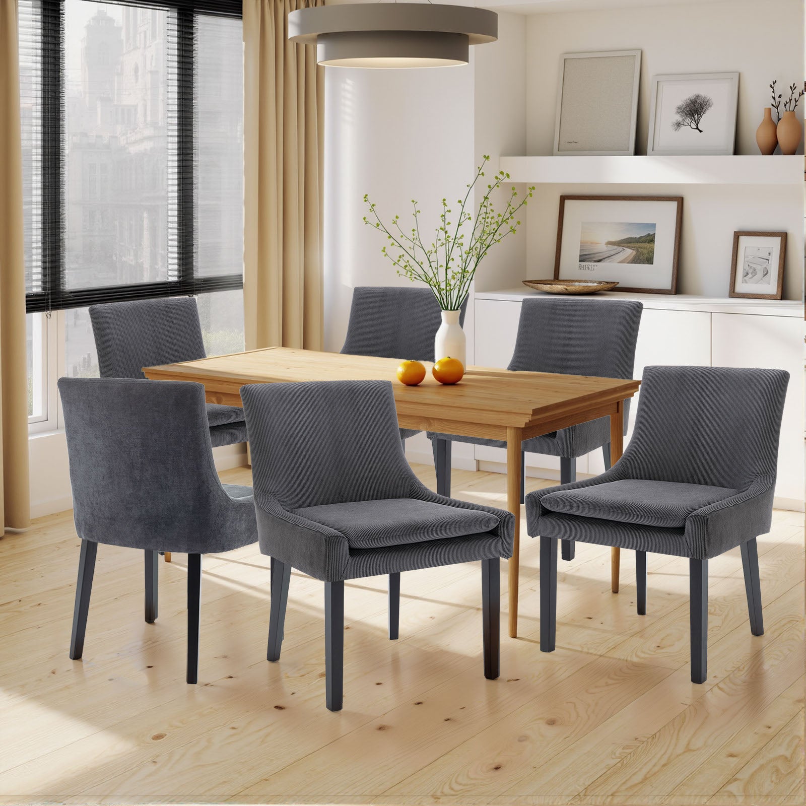 COLAMY MAIRA Transitional Neutral Dining Chair - Dark Grey Set of