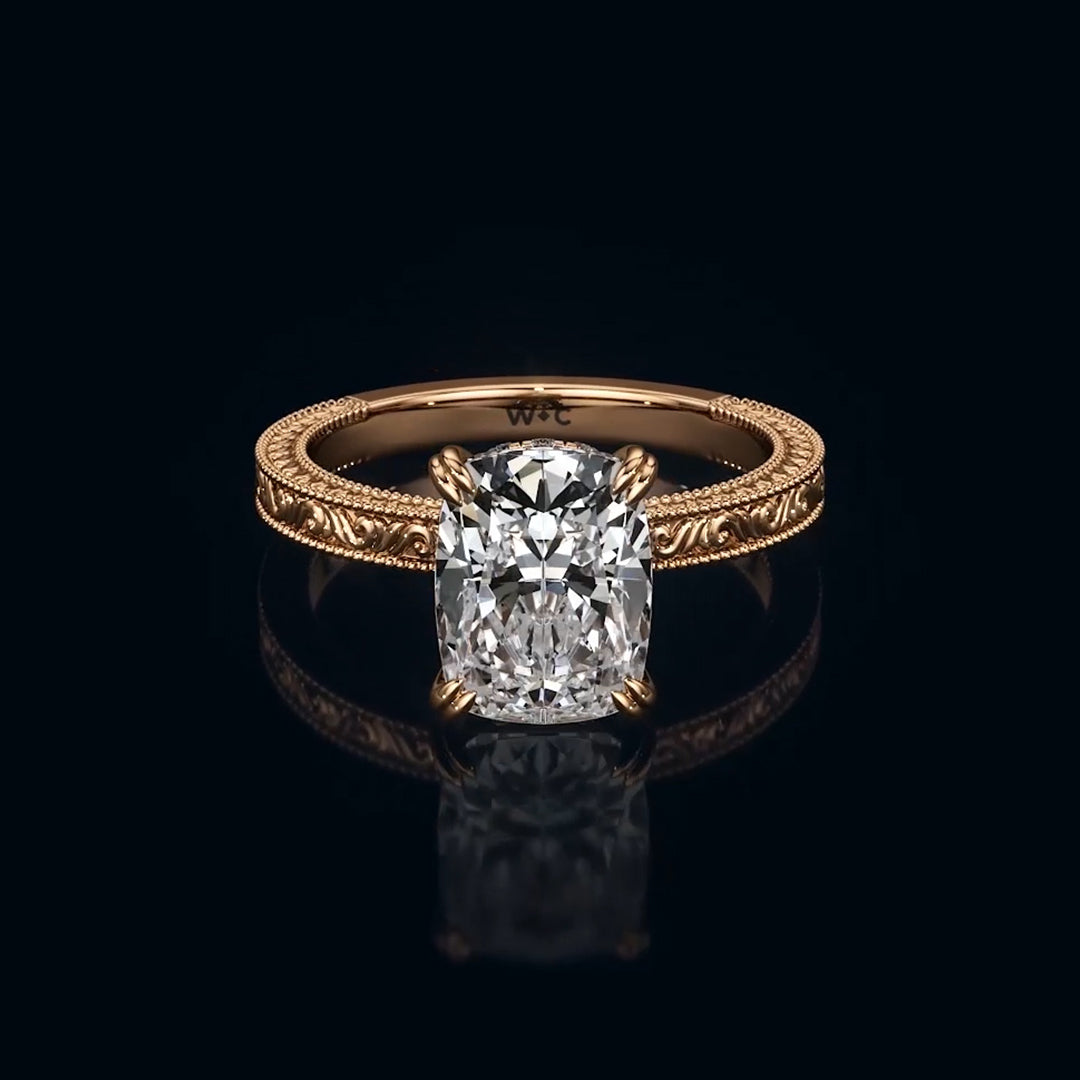 The Seraphine Ring - KT Rose Gold Elongated Cushion
