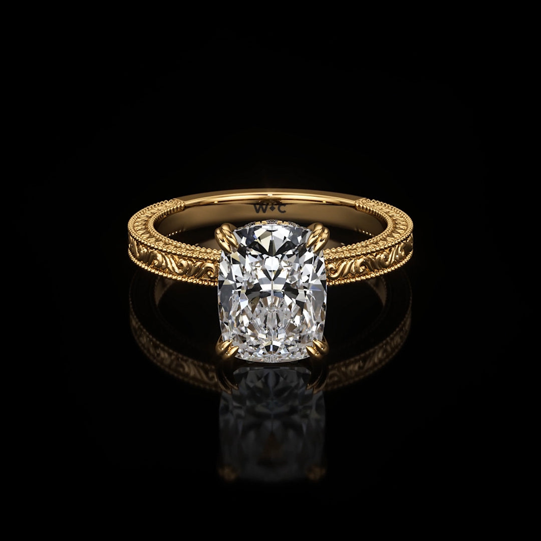 The Seraphine Ring - KT Yellow Gold Elongated Cushion