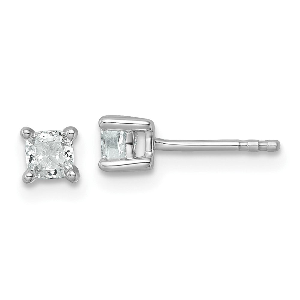 k White Gold Ct. Lab Grown Diamond VSSI+ G+ Cushion Complete Solitare Stud Post Earrings