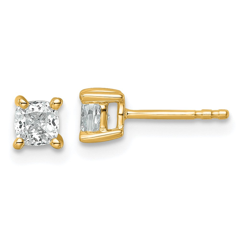 k Yellow Gold ctw Lab Grown Diamond VSSI+ G+ Cushion Prong Heavy Wt. Stud Earrings