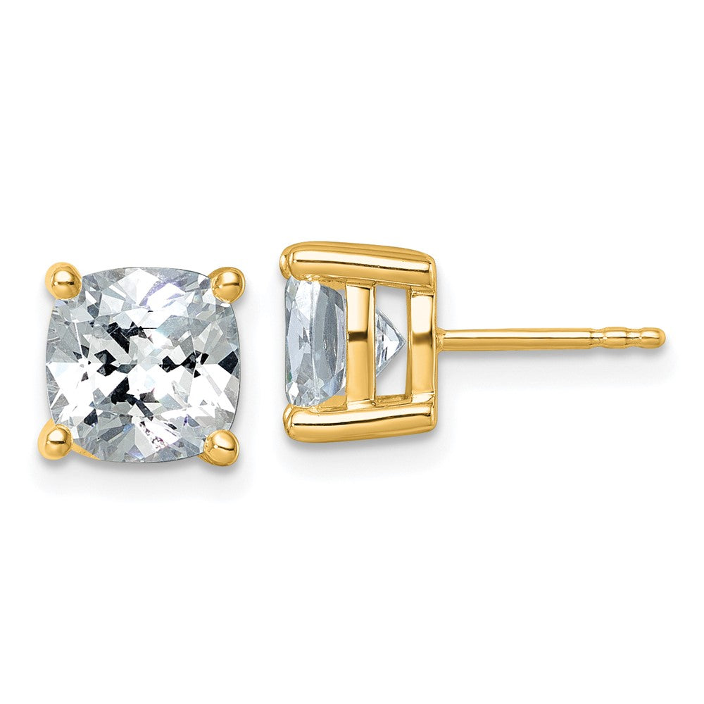 k Yellow Gold Ct. Certified Lab Grown Diamond VSSI+ G+ Cushion Complete Solitare Stud Post Earrings