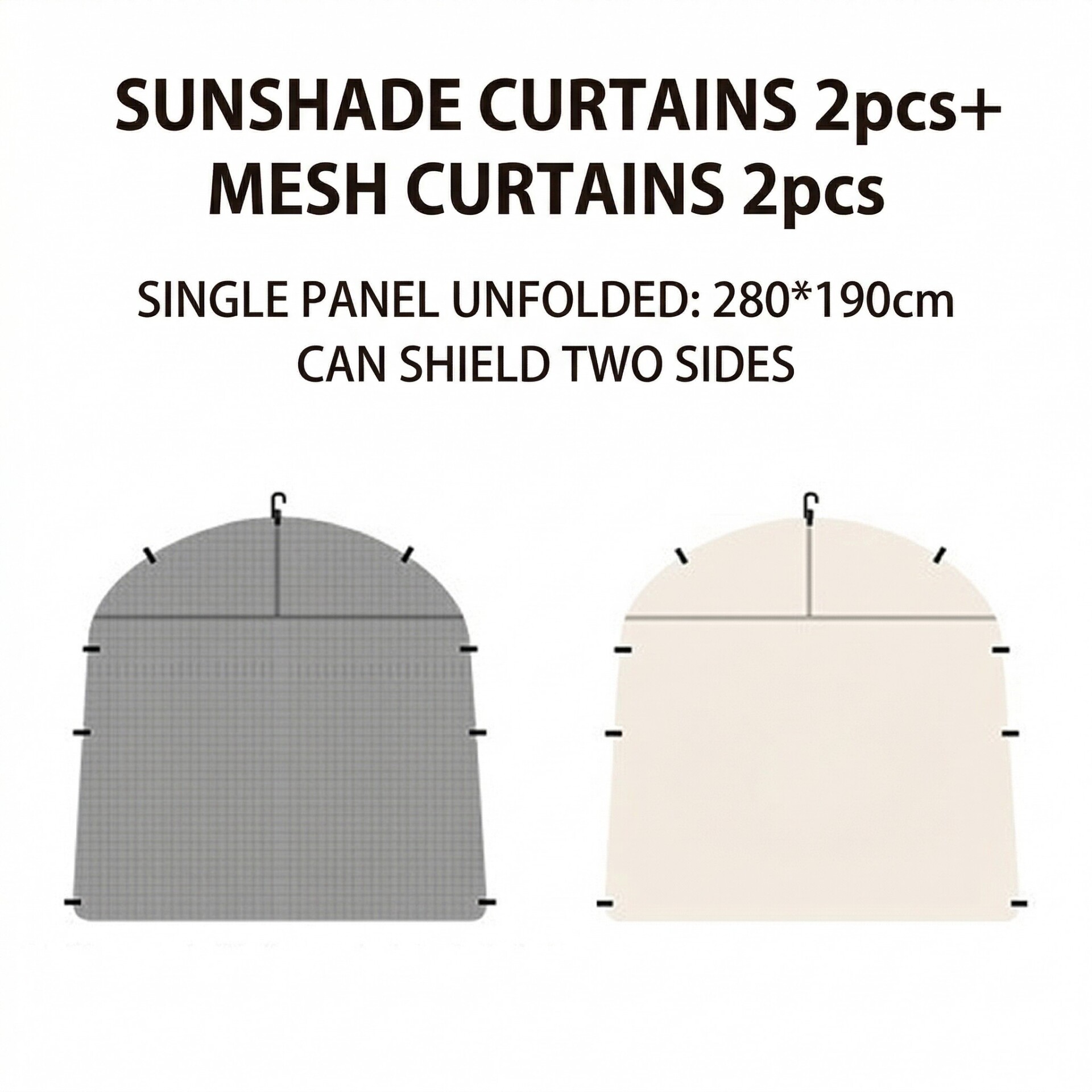 Camping Dome Tent ×ft D UPF+ Ventilated Windproof for - Off White Small Main Canopy + × Sun Shades + × White Mesh Curtains