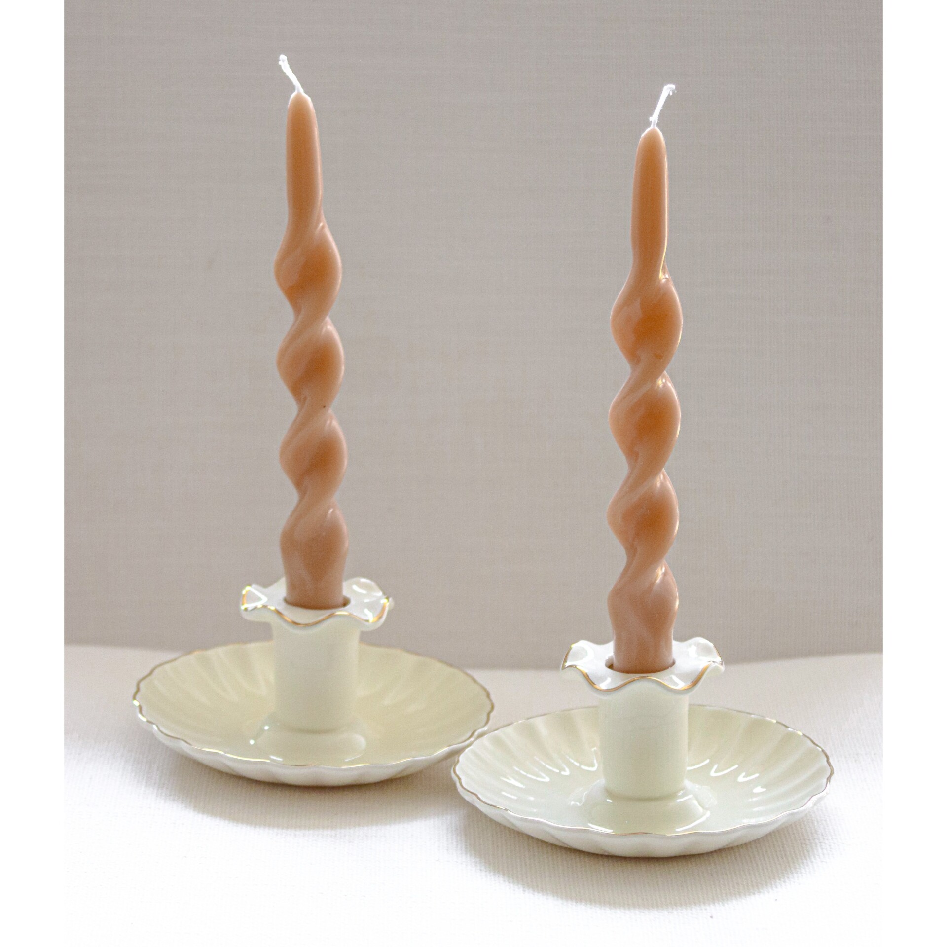 Gilded Cream Candle Holder
