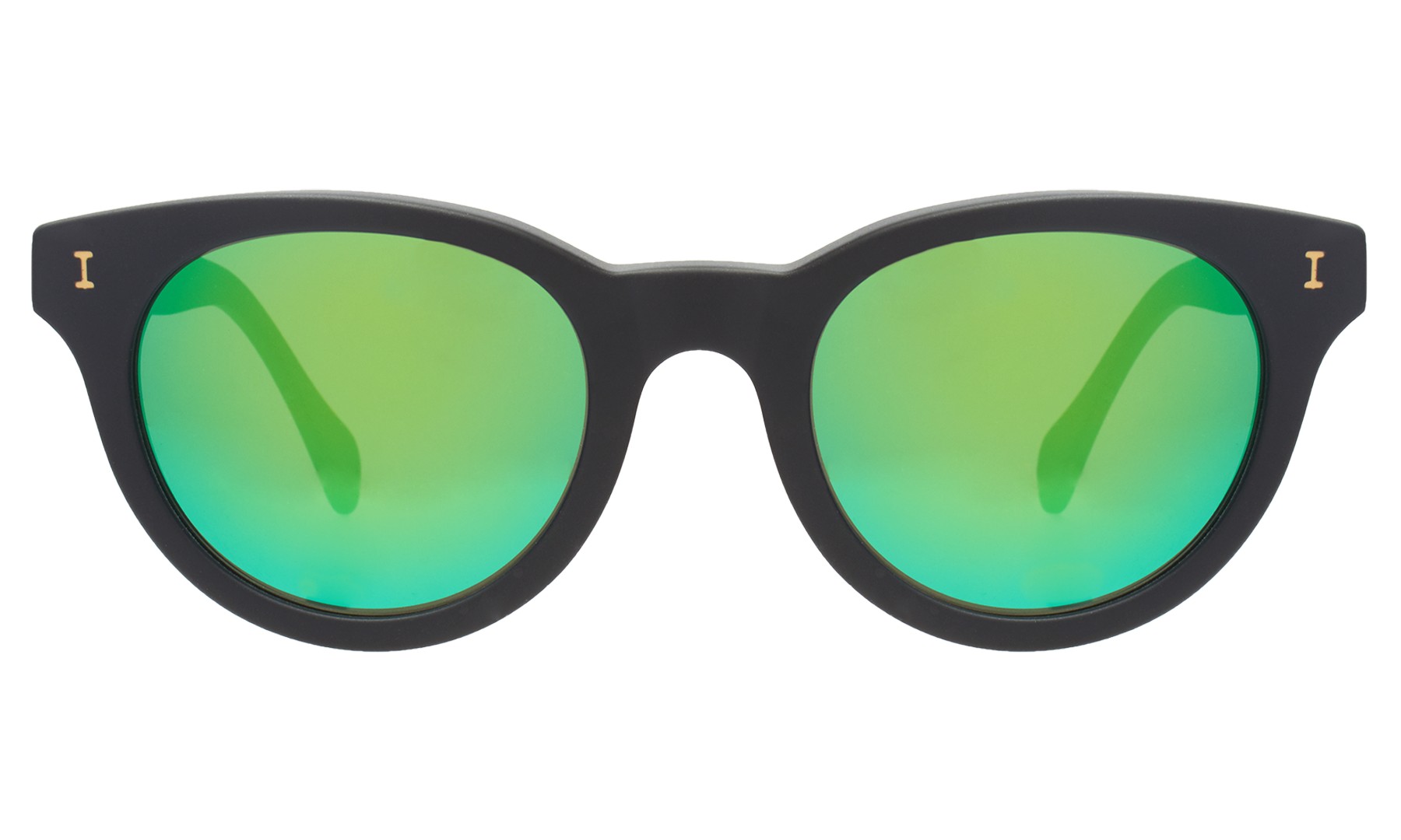 illesteva Greenport Sunglasses in Matte Black Green Mirror