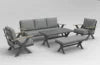 Modern All-Aluminum Outdoor Modular Sofa Set with X-Frame Design and Dining Table Freely Combinable for - Seaters+Table Seaters+Table+Bench