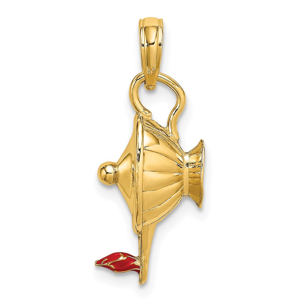 k Yellow Gold W Red Enamel Polished -D Genie Lamp Charm