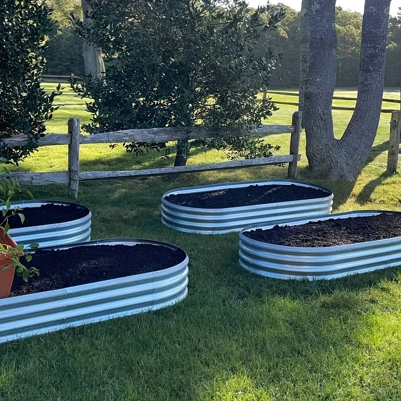 xxFT Galvanized Raised Garden Bed Kit Oval Metal Planter Box - X X ft Pcs