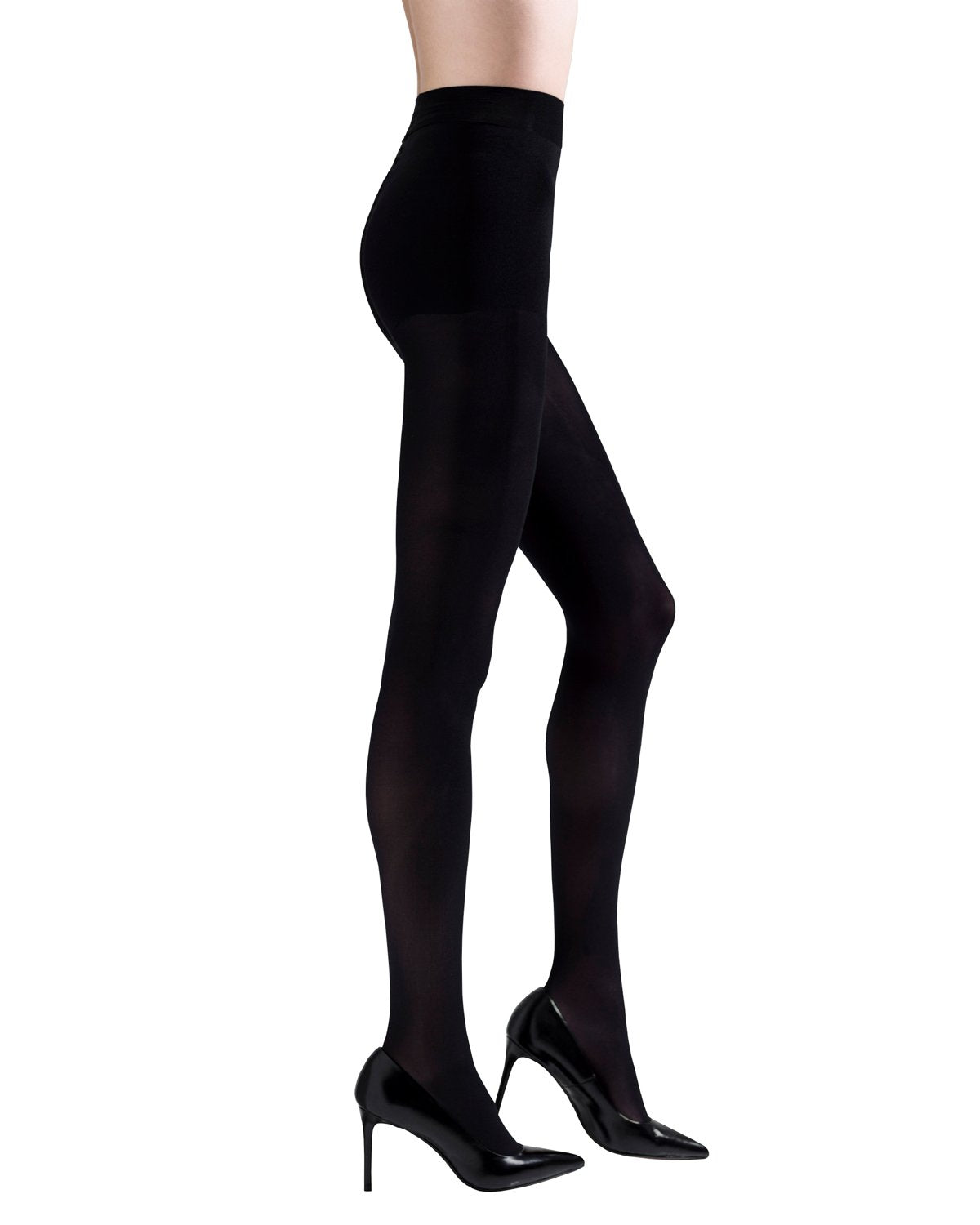 Opaque Tights with Built-in Ball Of Foot Cushion - MediumLarge Black