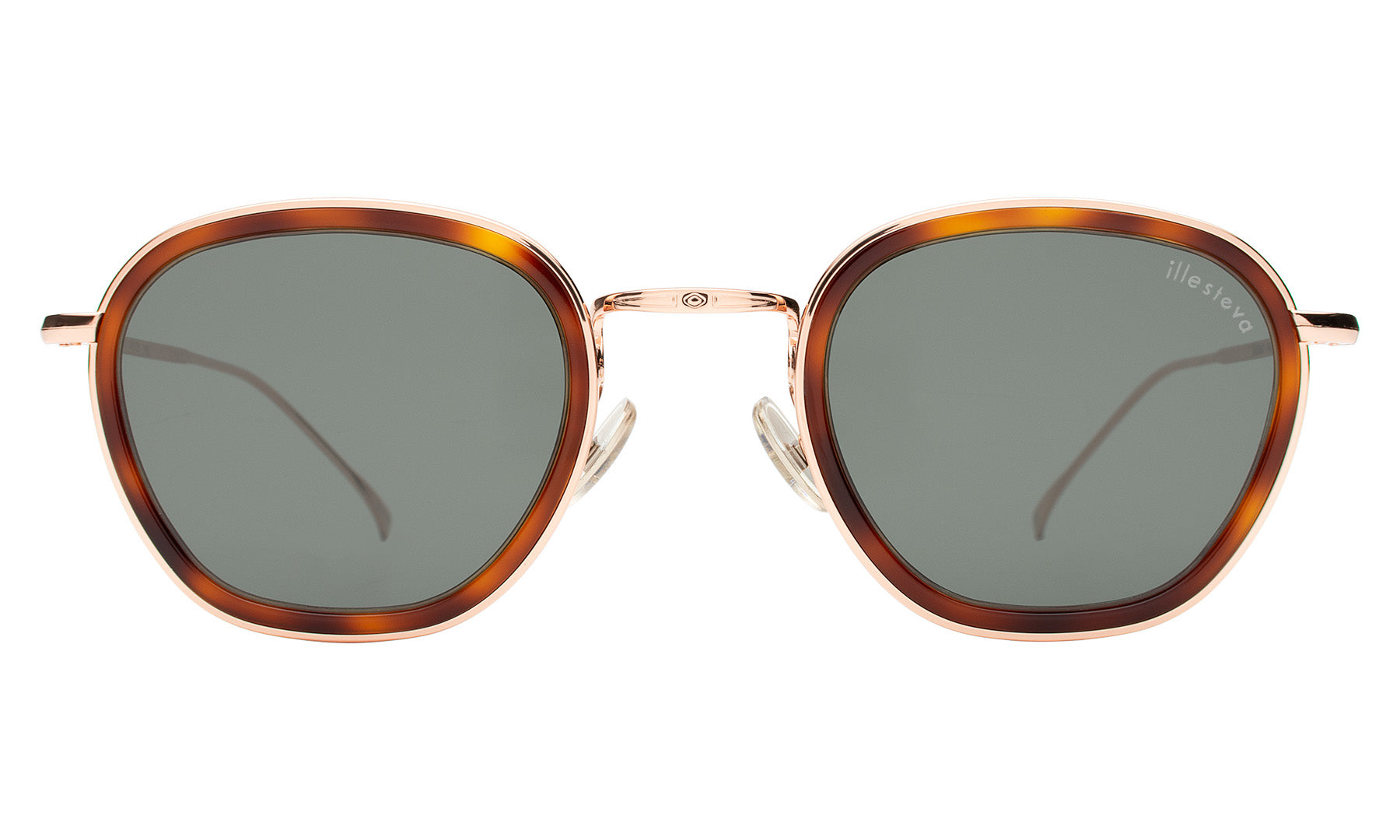illesteva Prince Tate Sunglasses in TortoiseRose Gold Bright Rose Flat Mirror