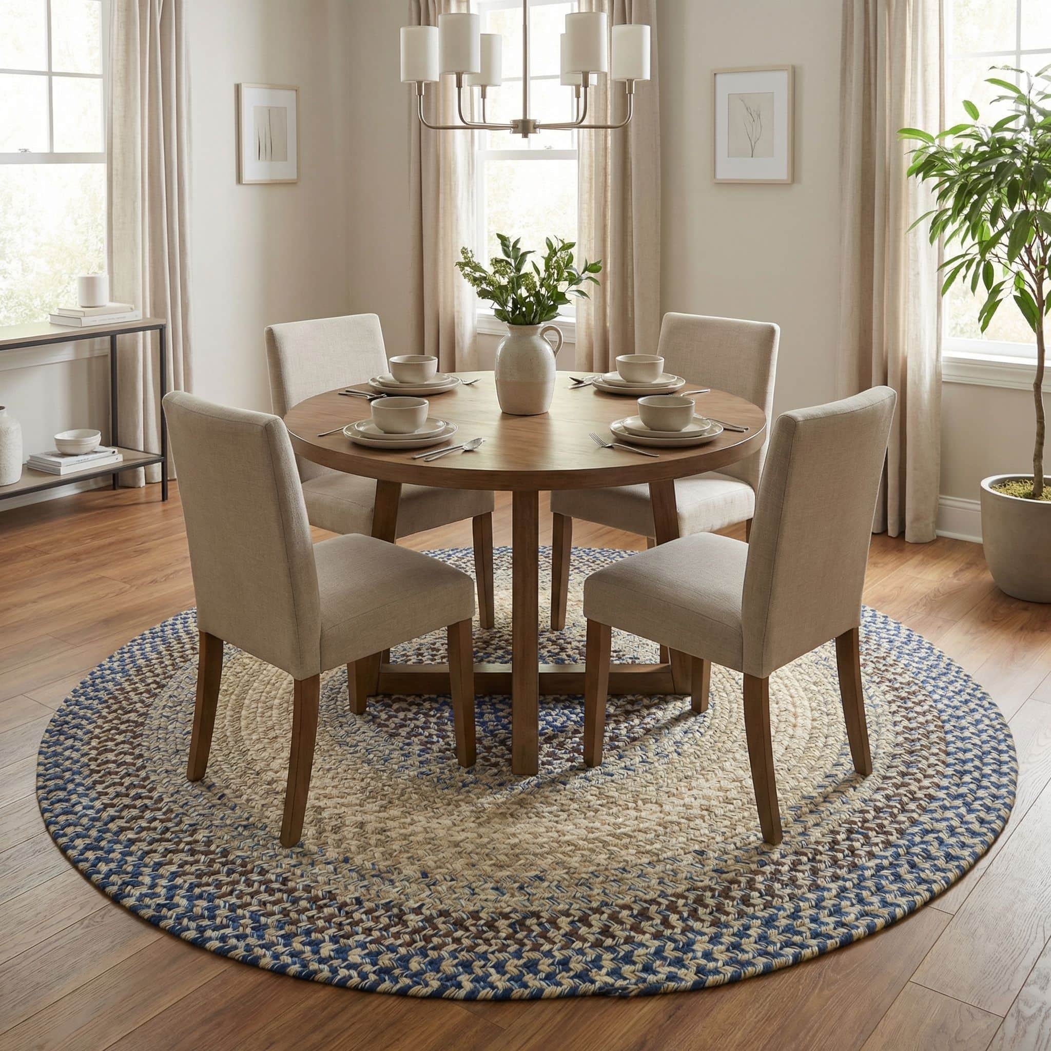 Ridgewood Blue Washable Braided Rug - Round '