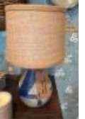 EHI-Object- Small Midcentury Lamp w Burlap Shade