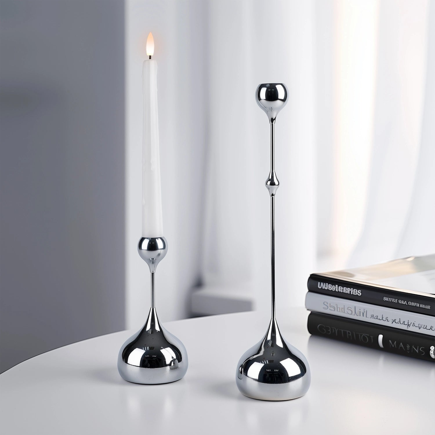 Teardrop Metal Candle Holders Set of