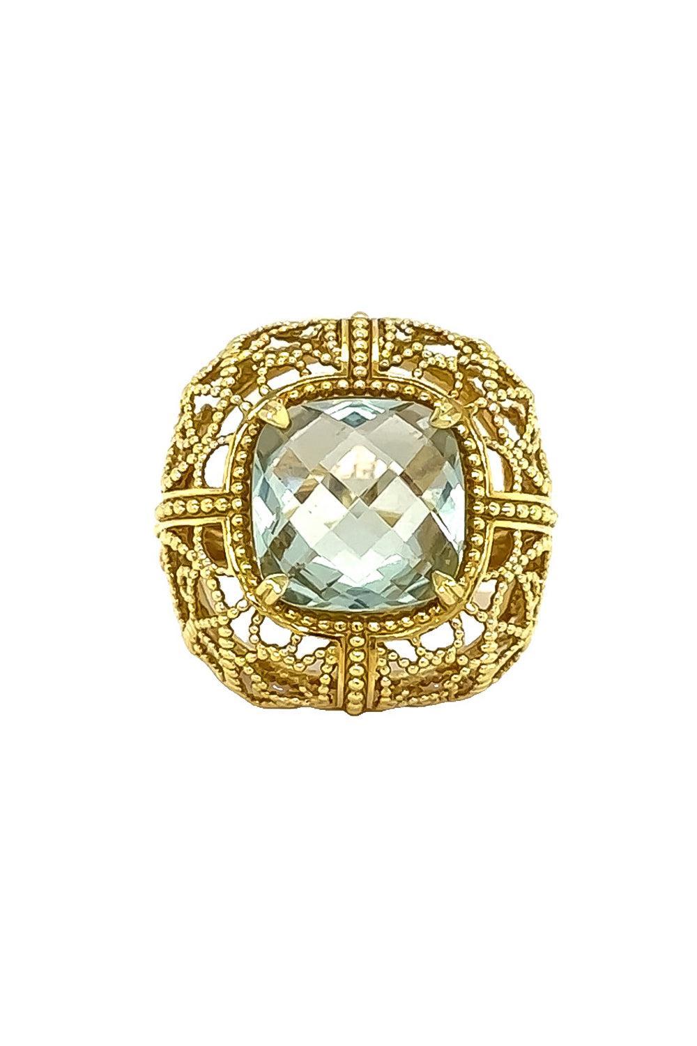 Green Quartz Cushion Ring