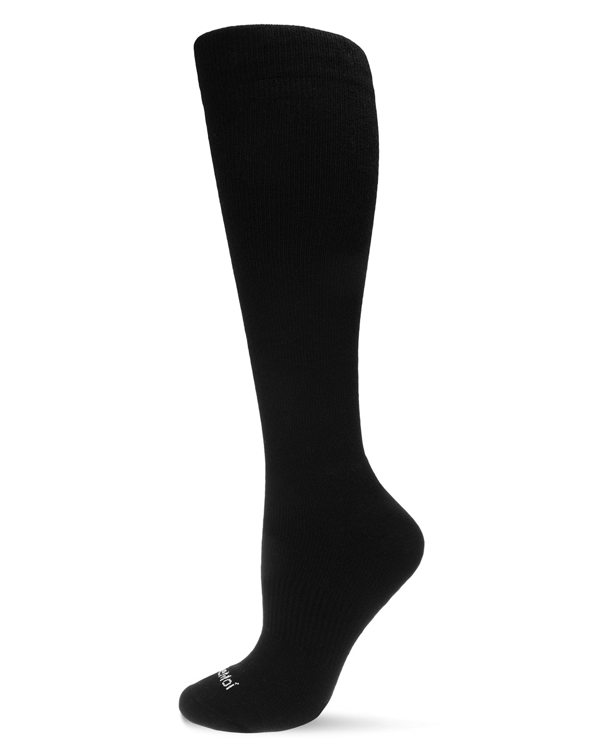 Unisex Solid Merino Cushion Sole Knee High Wool Blend -mmHg Graduated Compression Socks - - Black